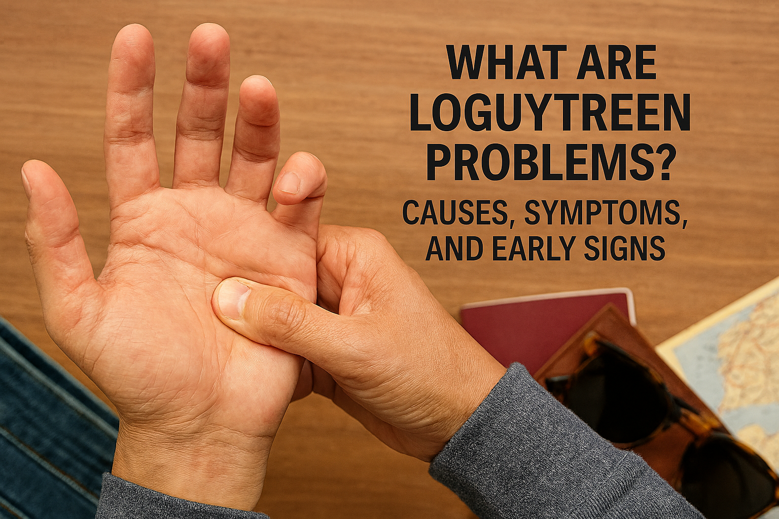 Close-up of a hand showing early signs of Dupuytren’s contracture with bent fingers and thickened cords, suitable for medical awareness