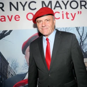 Curtis Sliwa, American activist, radio talk show host, and founder of the Guardian Angels, wearing his signature red beret.