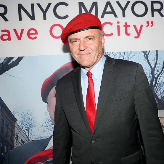 Curtis Sliwa, American activist, radio talk show host, and founder of the Guardian Angels, wearing his signature red beret.